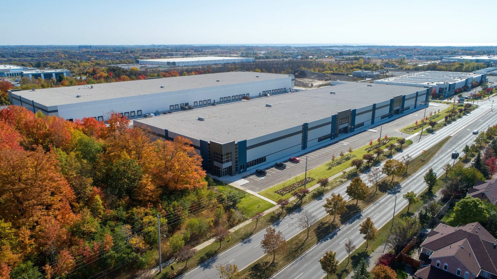 Ajax Harwood Industrial, LEED Certified industrial buildings, aerial view